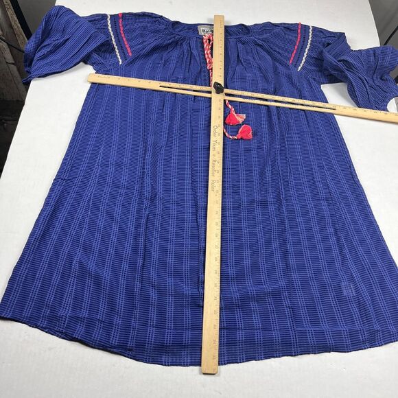 Anthropologie Conditions Apply Dress Small Blue Peasant Boho Tassel Sleeve Tunic - Picture 5 of 13